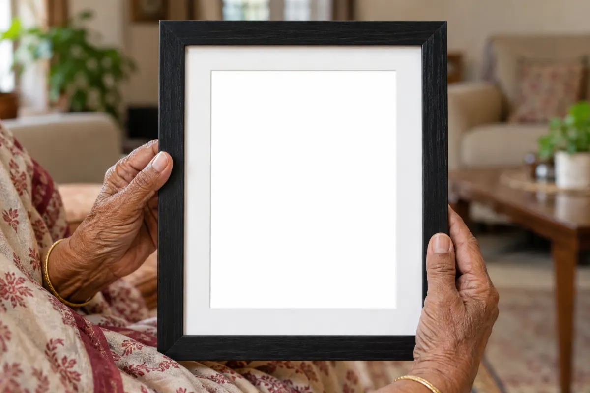 Hands holding the framed keepsake