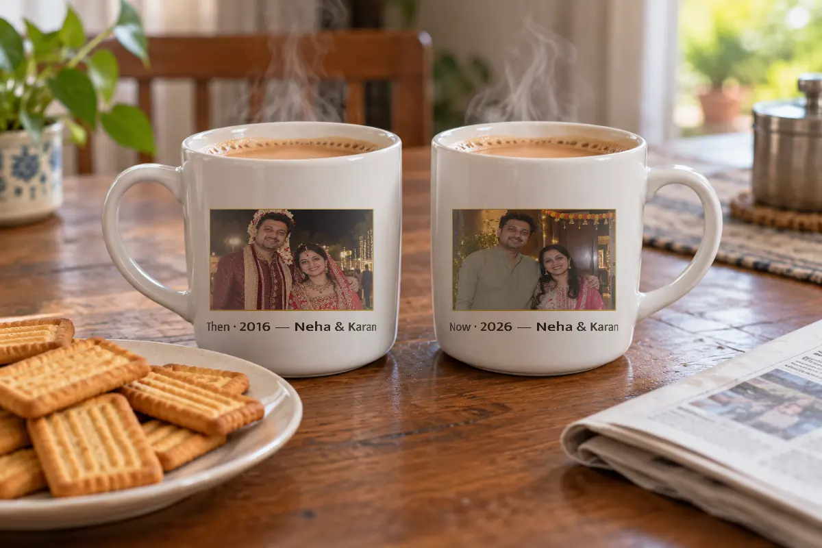 Matching then and now mugs