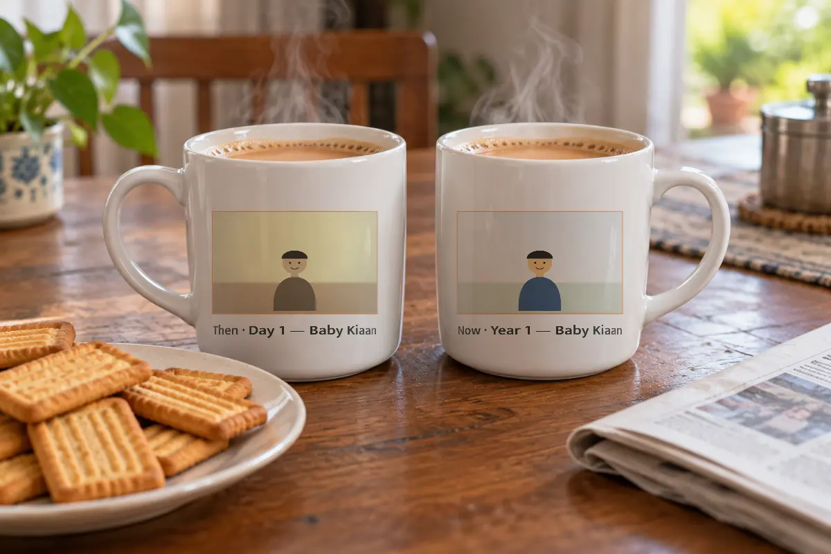 Matching then and now mugs