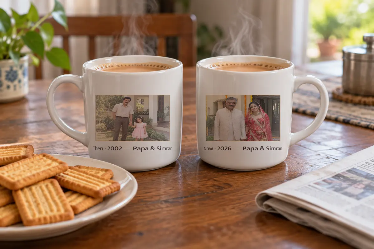 Matching then and now mugs