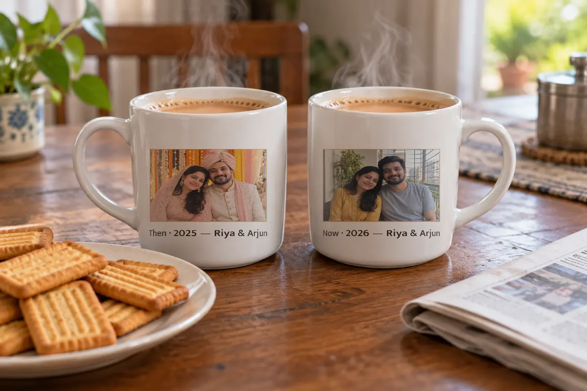 Matching then and now mugs