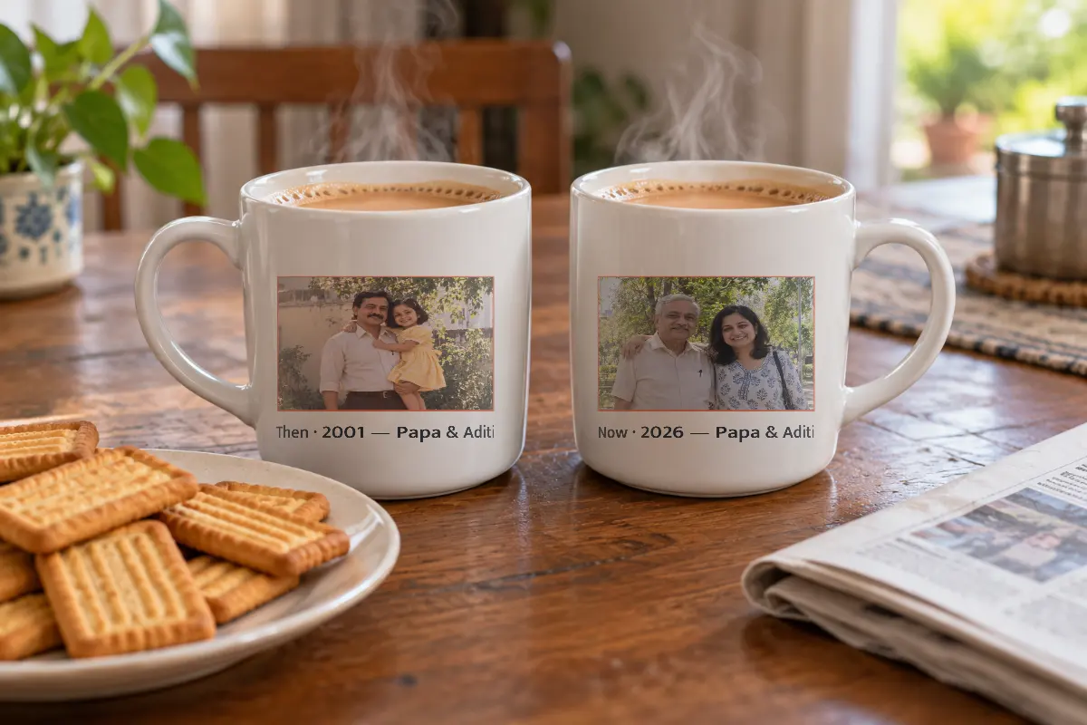 Matching then and now mugs