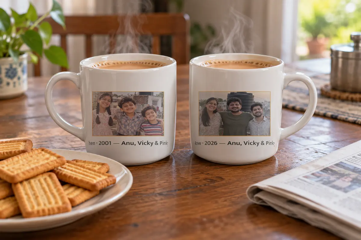 Matching then and now mugs